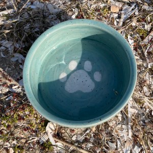Hundeskål i keramik (blå/turkis – 14 cm)